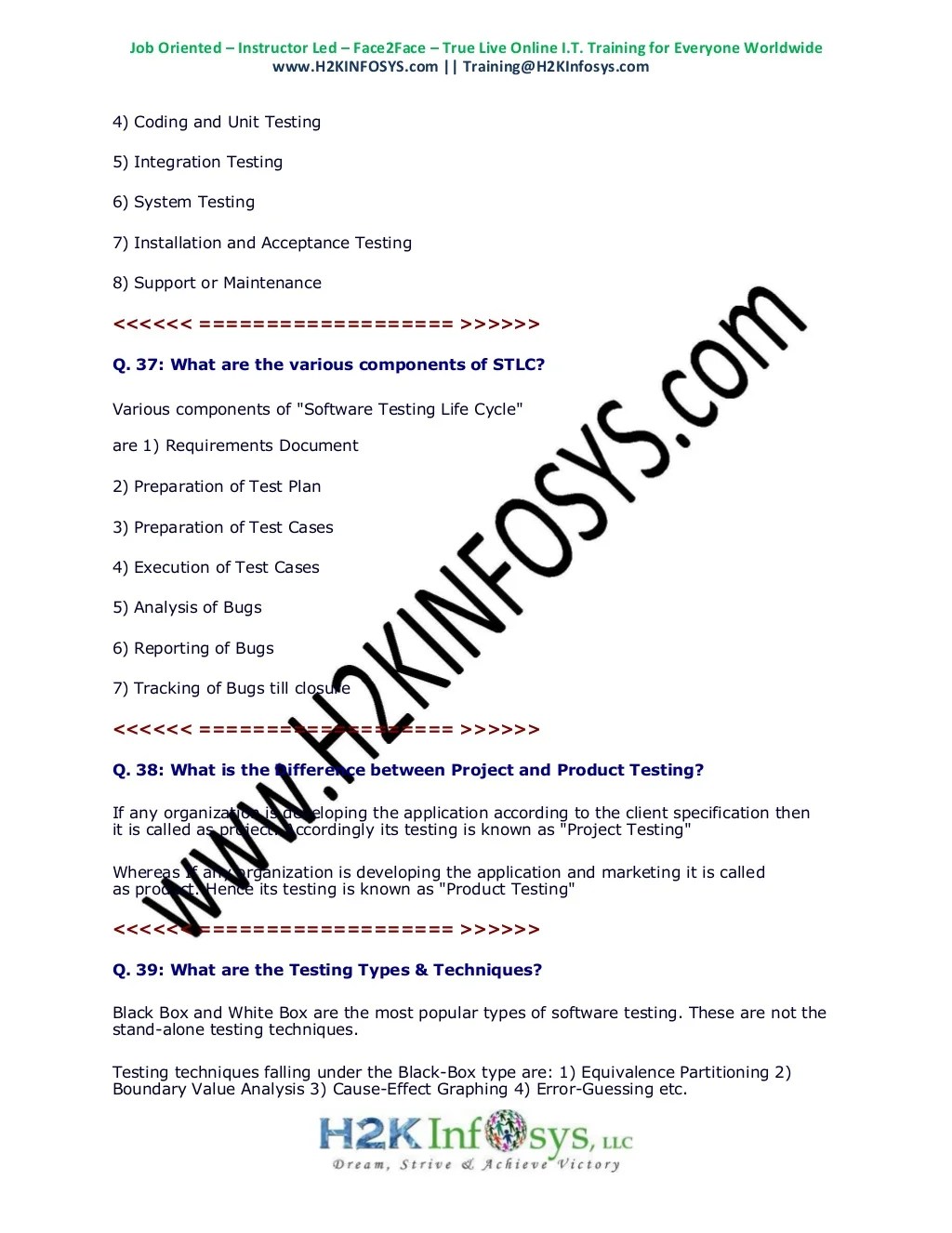 QA Interview Questions QA Testing Interview Questions & Answers