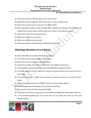 Question Bank Microprocessor 8085 | PDF