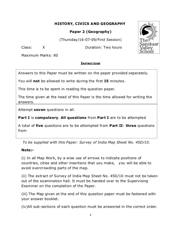 Geography Paper1 Grade 10 Pdf Grade 10 English Practice Papers And