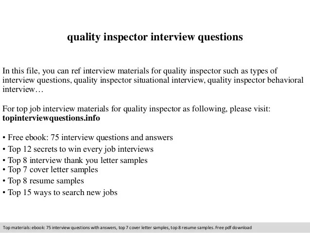 Quality inspector interview questions