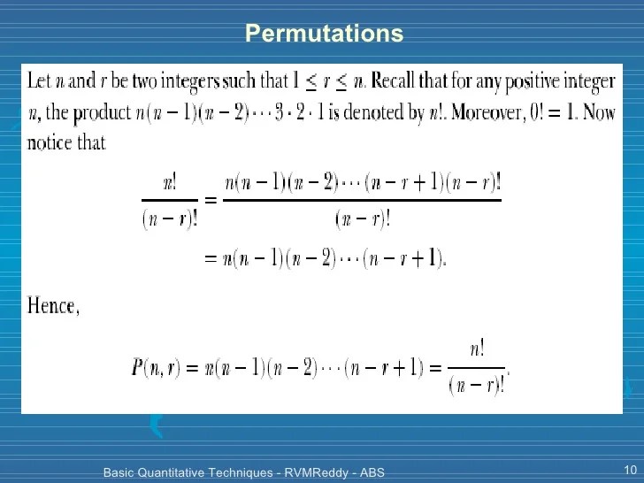 Quantitative techniques basics of mathematics permutations and combin…