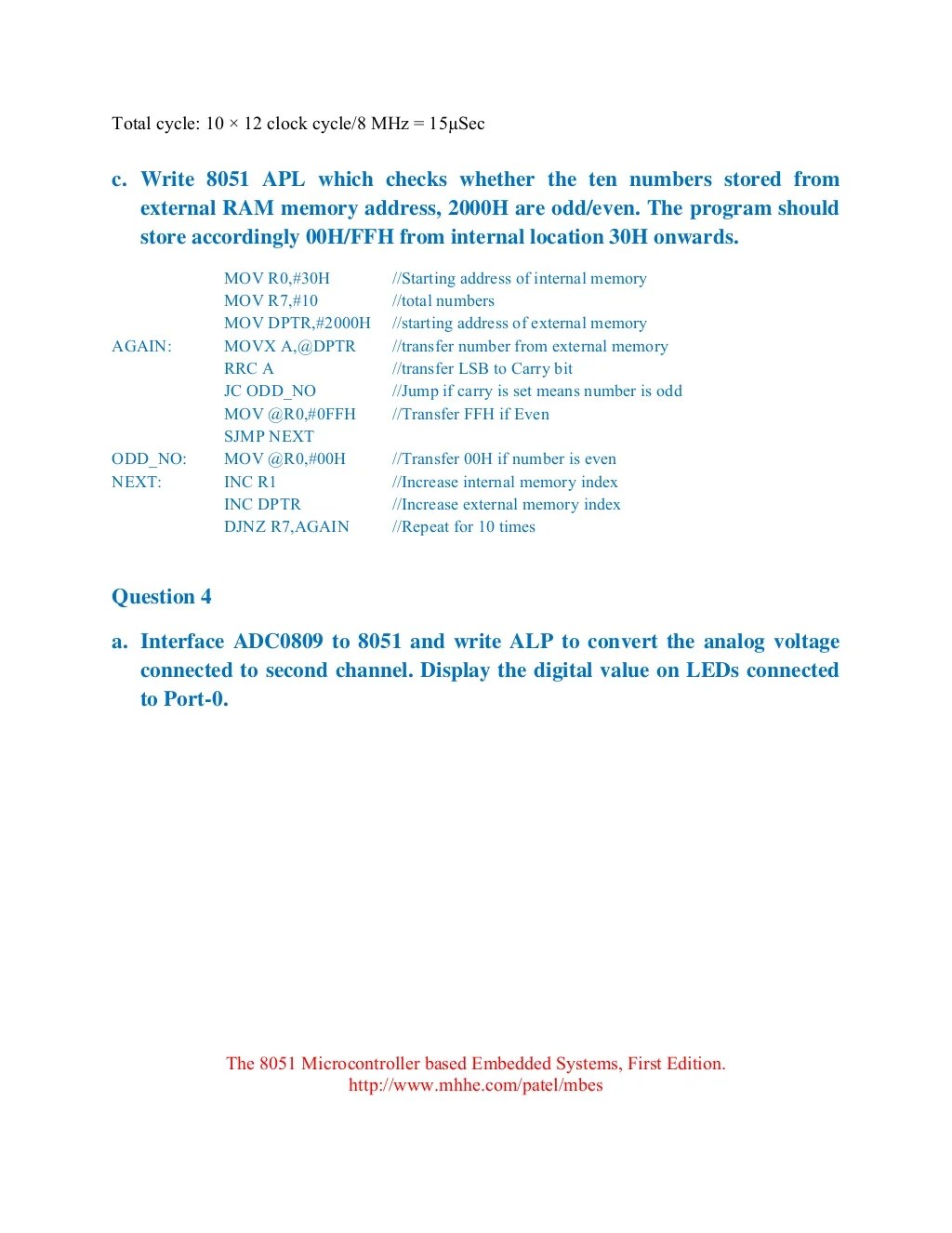 Question paper with solution the 8051 microcontroller based embedded…