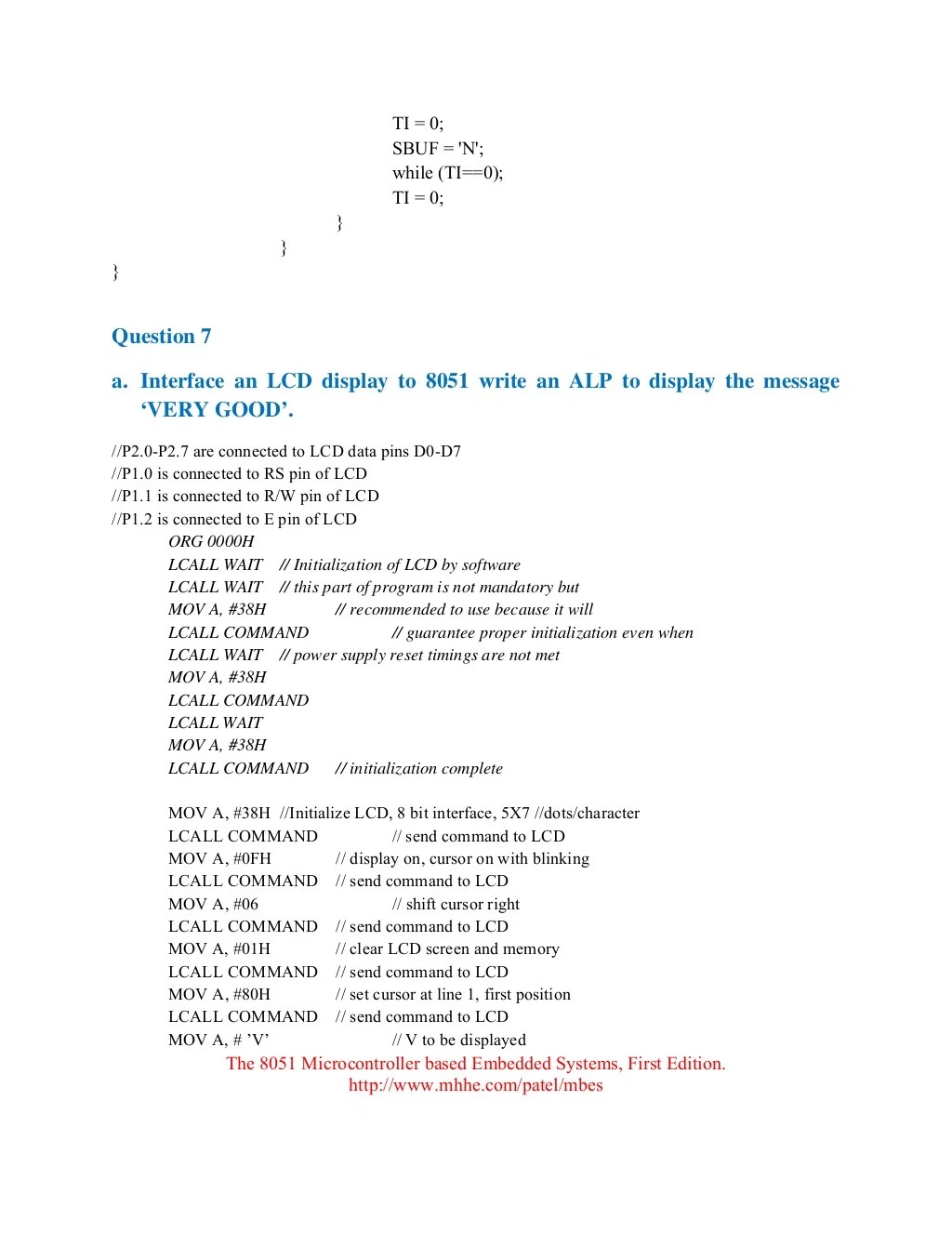 Question paper with solution the 8051 microcontroller based embedded…