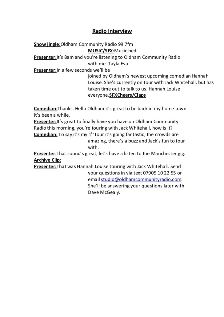 Radio interview script