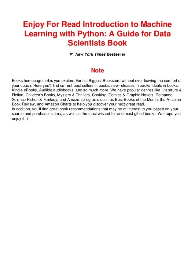 Read Books (PDF) Introduction to Machine Learning with Python A Guid…