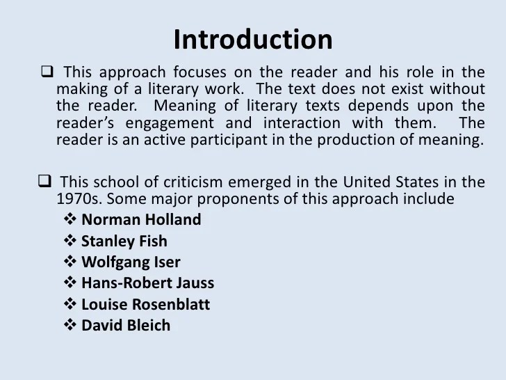 Reader response and reception theory