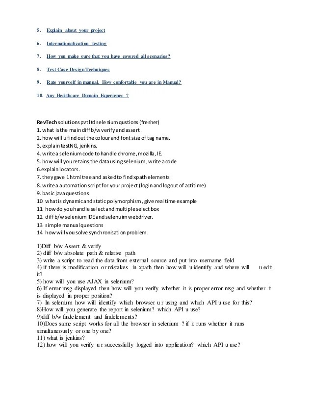 Realtime selenium interview questions