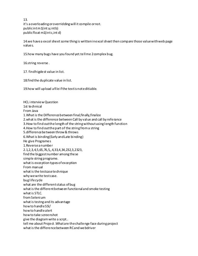 Realtime selenium interview questions