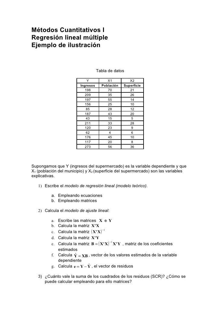 Modelo De Regresion Lineal Multiple Ejemplo Colección de