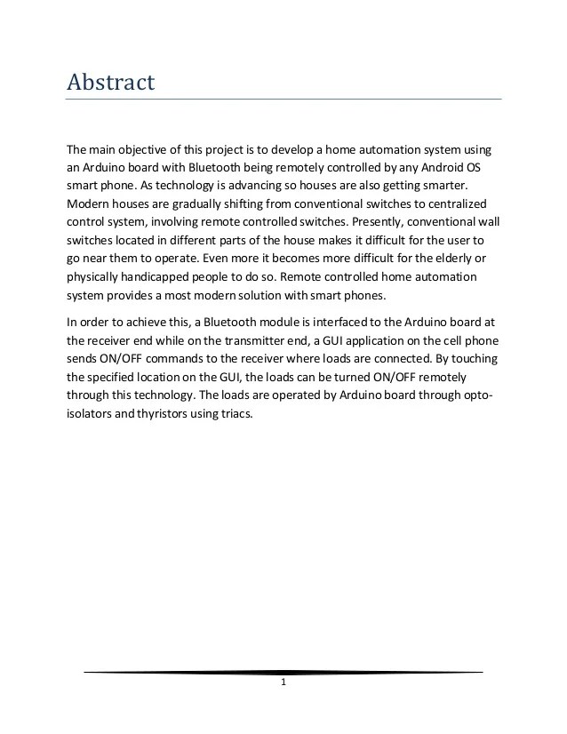 Project report on home automation using Arduino