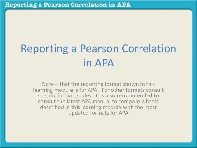 Reporting pearson correlation in apa