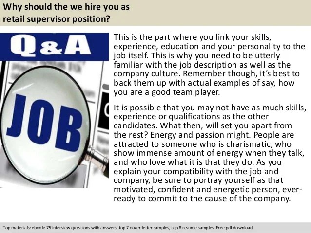 Retail supervisor interview questions