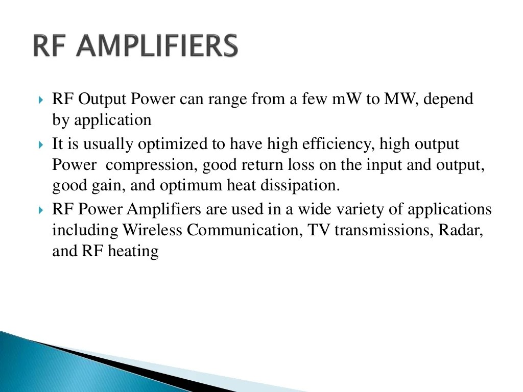 Radio Frequency and Intermediate Frequency Amplifiers