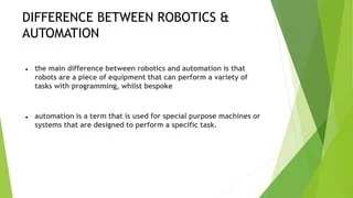 Robotics and Automation Using Arduino | PPTX