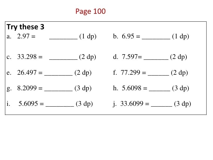 Rounding Decimal Numbers