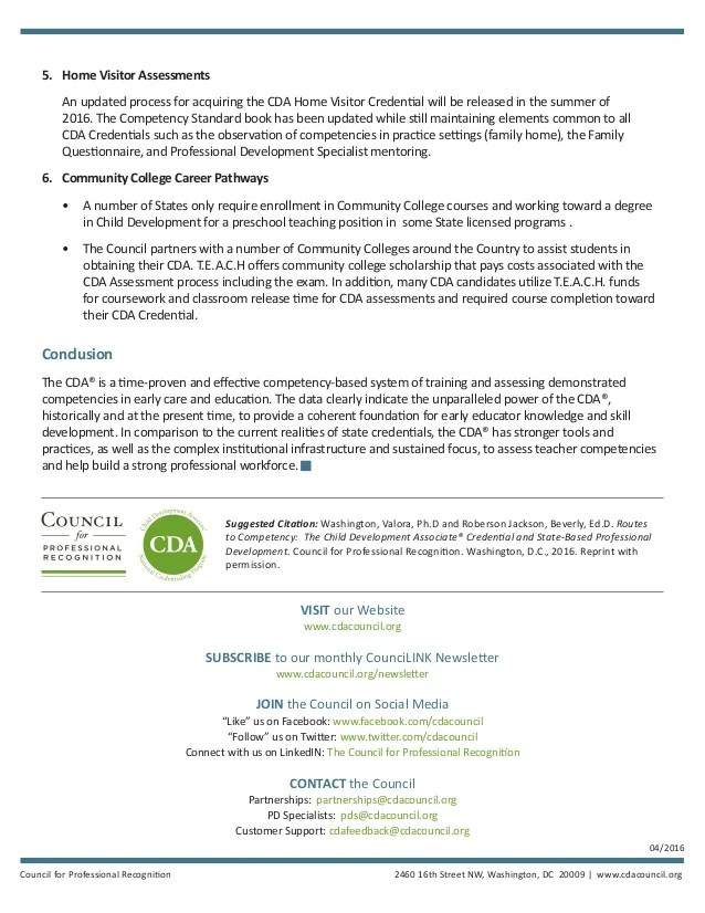 Routes to competency The Child Development Associate® Credential and…