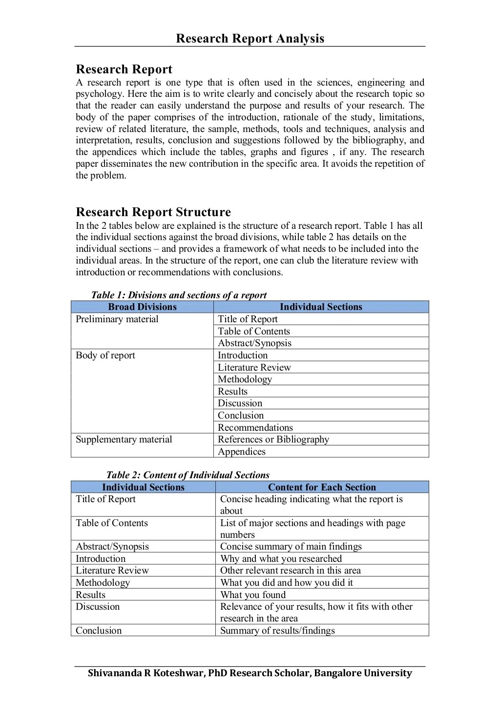 Thesis Report Review and Analysis