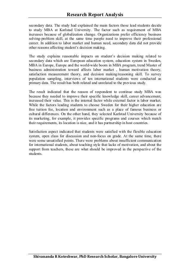 Thesis Report Review and Analysis
