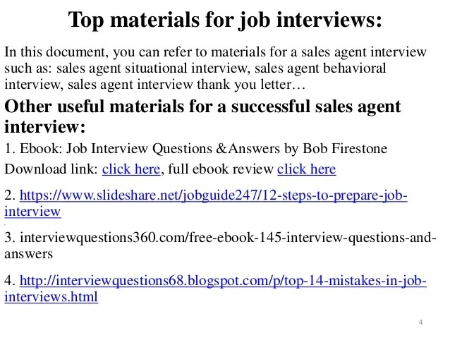 Sales agent interview questions and answers