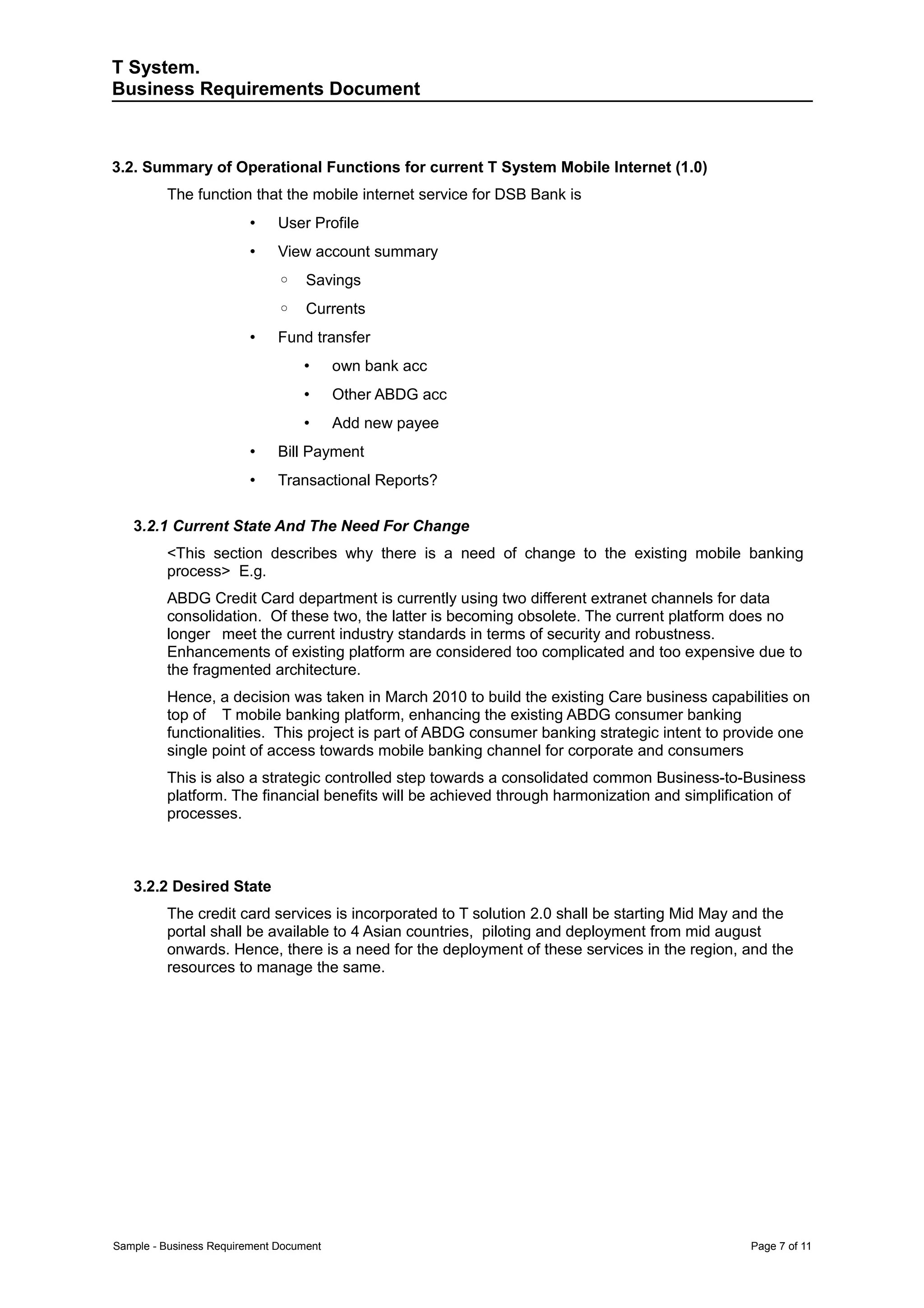 Sample Business Requirement Document PDF