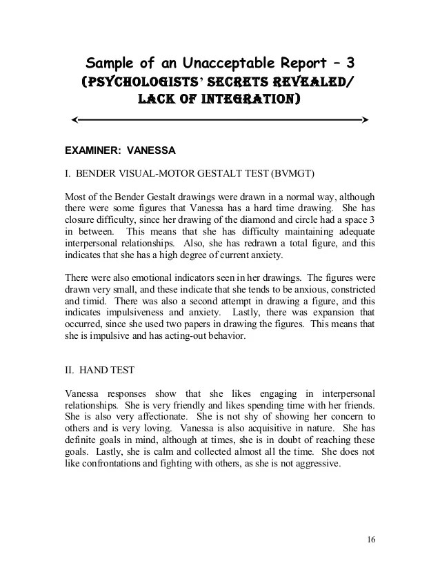Sample psych reports format