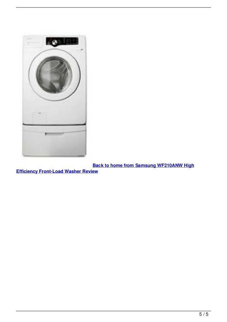 Samsung WF210ANW High Efficiency FrontLoad Washer Review