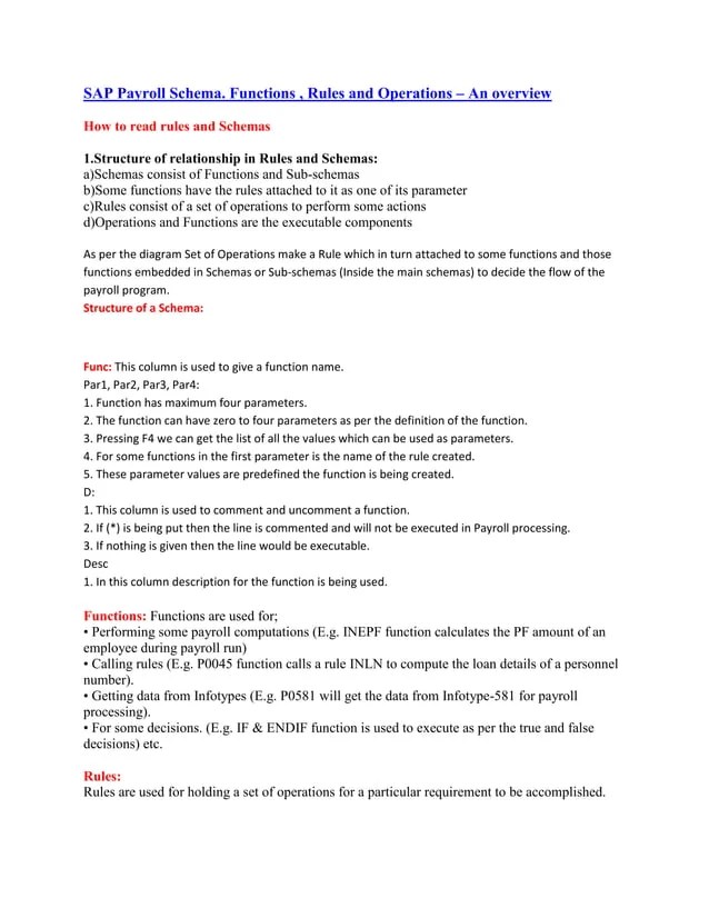 Sap payroll schema. functions , rules and operations an overview PDF