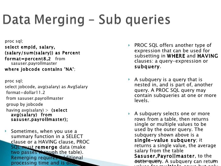 SAS Proc SQL