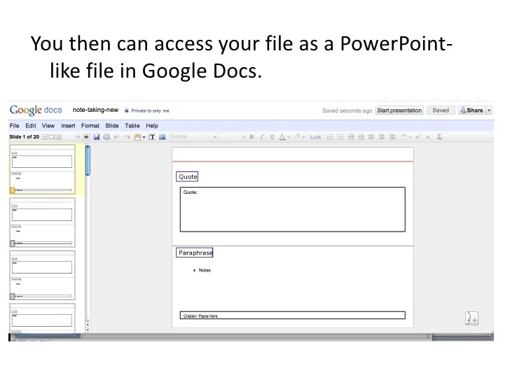Save PowerPoint to Google Docs