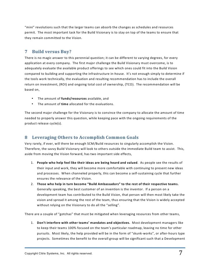 White Paper Creating a WorldClass Build System, and Getting It Right