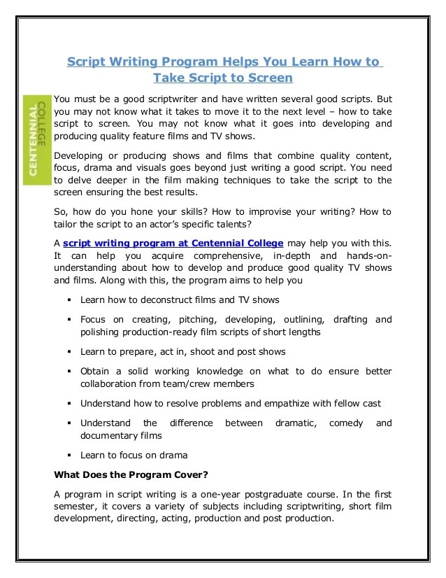 Script writing program helps you learn how to take script to screen