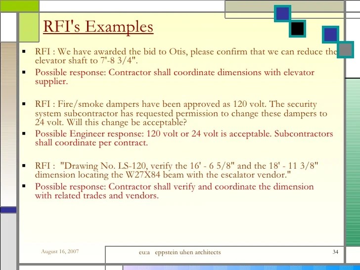 Sample construction rfi
