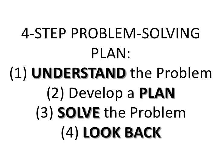 Four step plan for problem solving