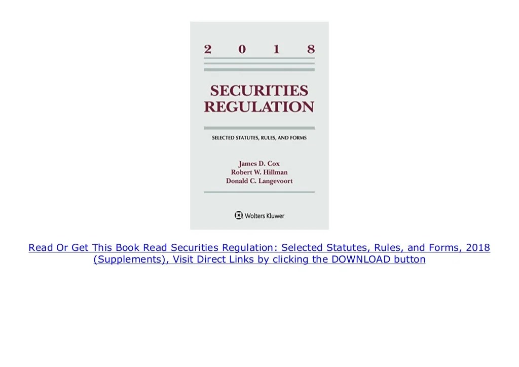 Read Securities Regulation Selected Statutes, Rules, and