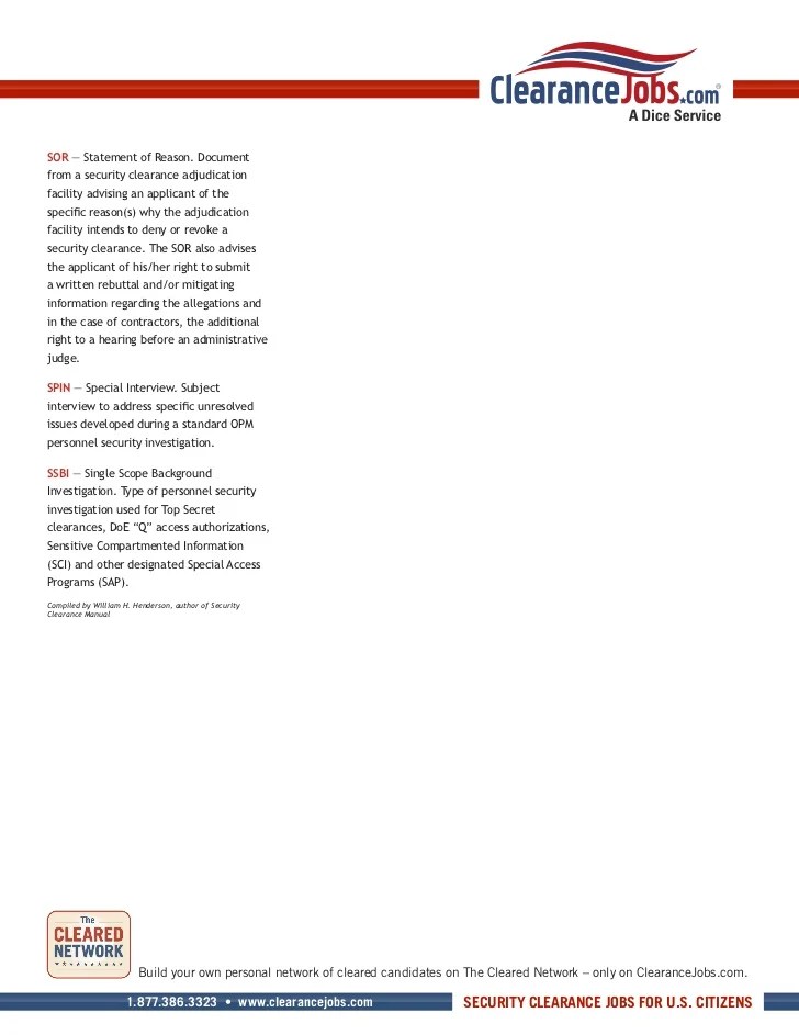 Security Clearance Information