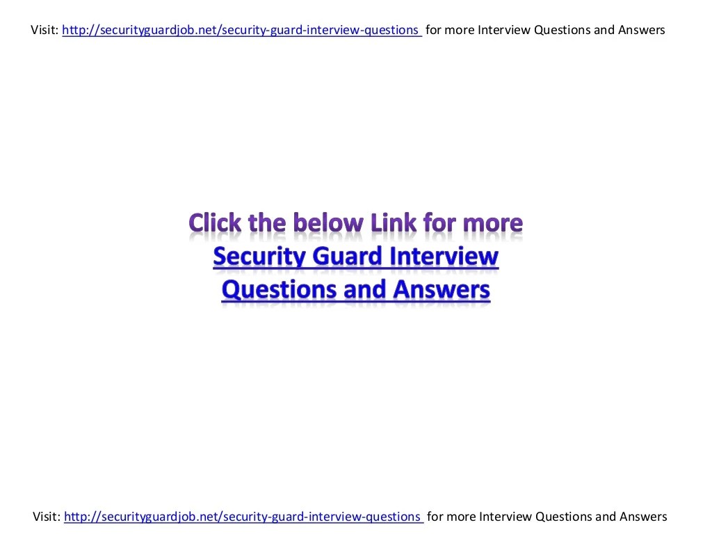 Security Guard Interview questions and Answers
