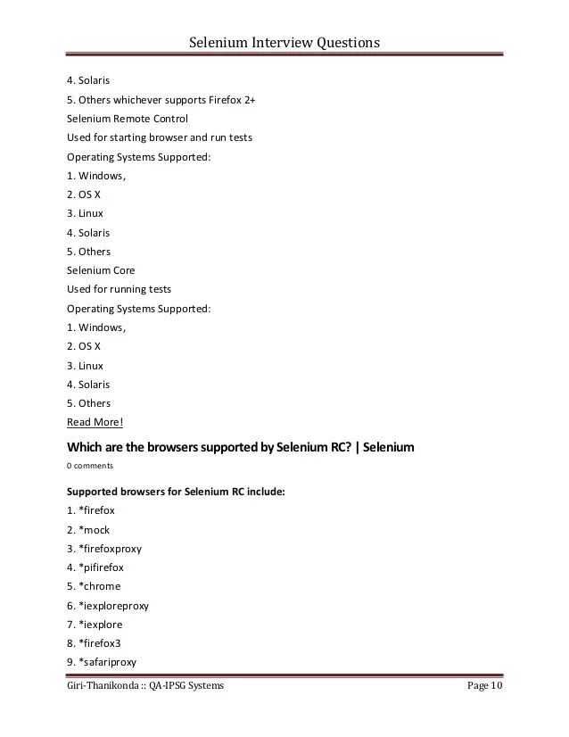 Selenium interview questions