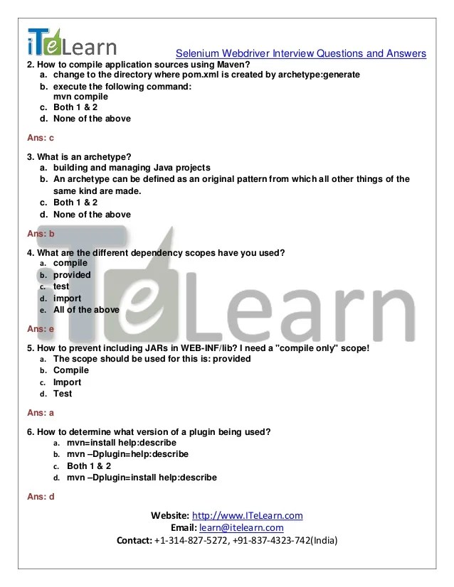 Selenium webdriver interview questions and answers