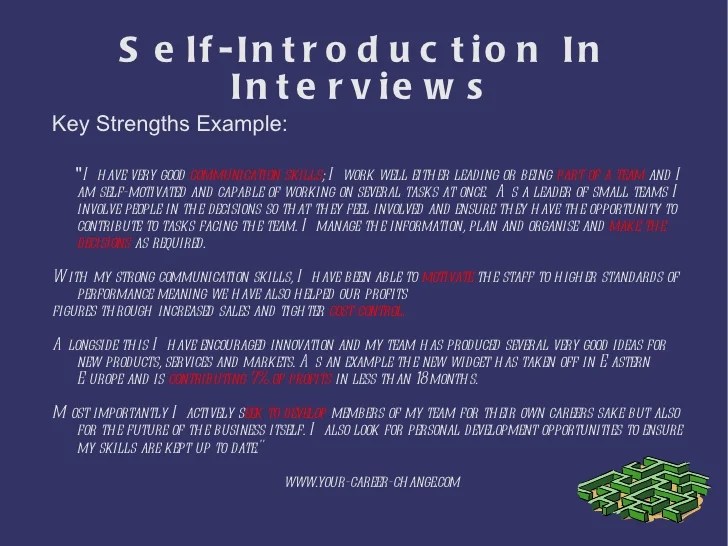 Self introduction In Interviews
