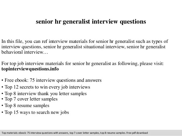 Senior hr generalist interview questions