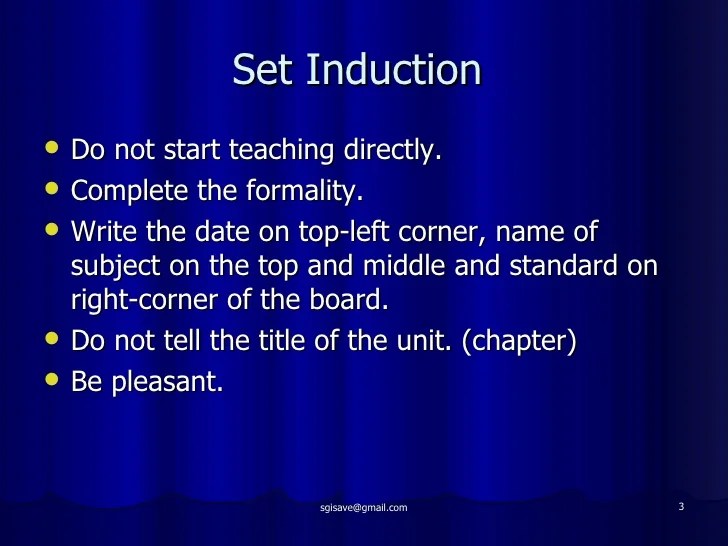 Set induction skill