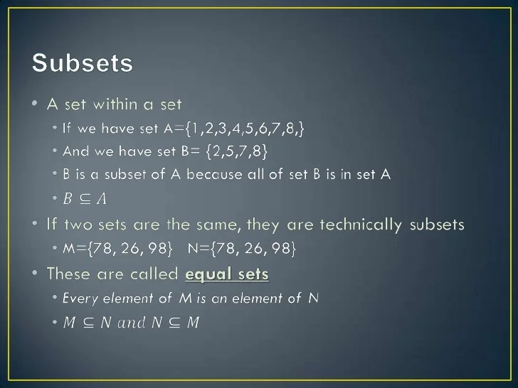Sets, subsets, compliments
