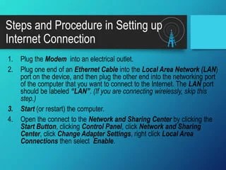 SET UP INTERNET CONNECTION USING MODEM | PPTX