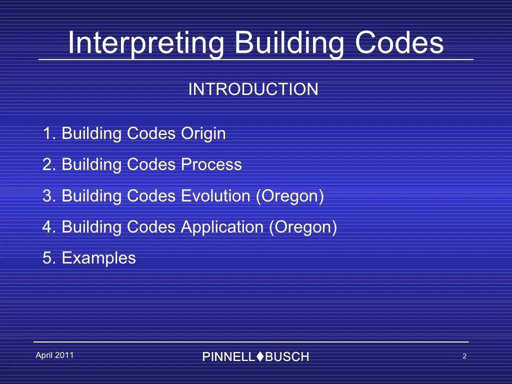 Oregon Building Code Interpretation 2011