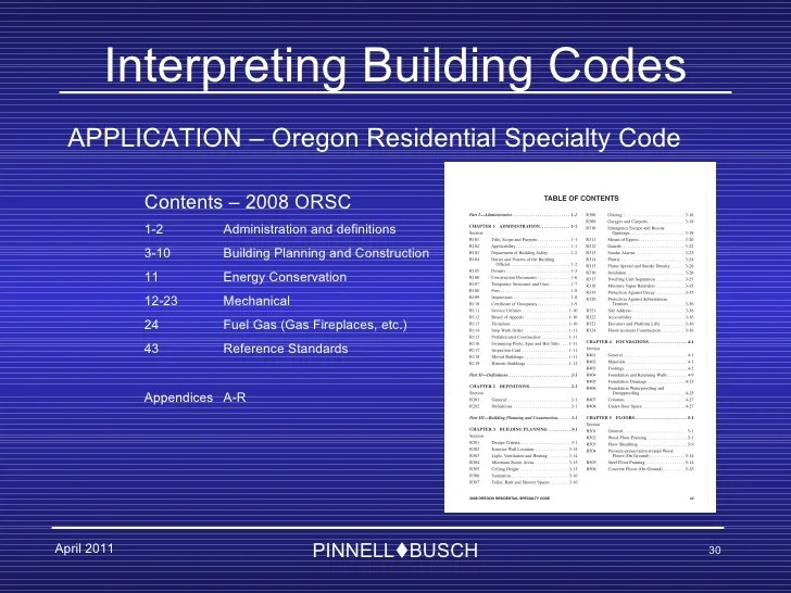 Oregon Building Code Interpretation 2011