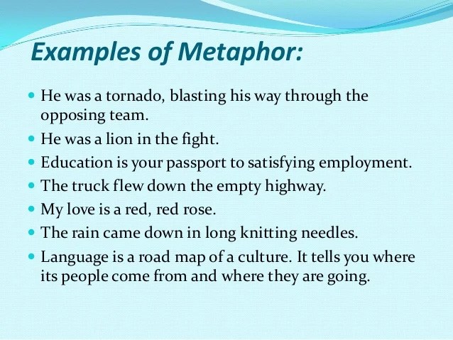 EXAMPLE OF A METAPHOR alisen berde