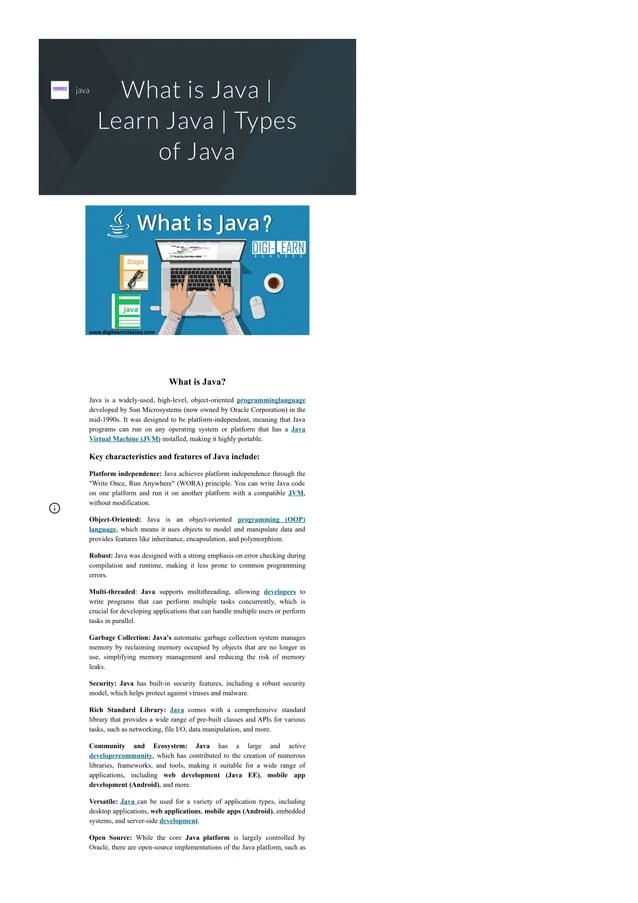 What is Java Learn Java Types of Java PDF
