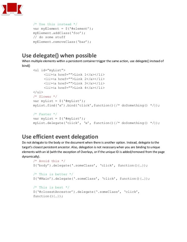 JS Best Practices (JQuery)