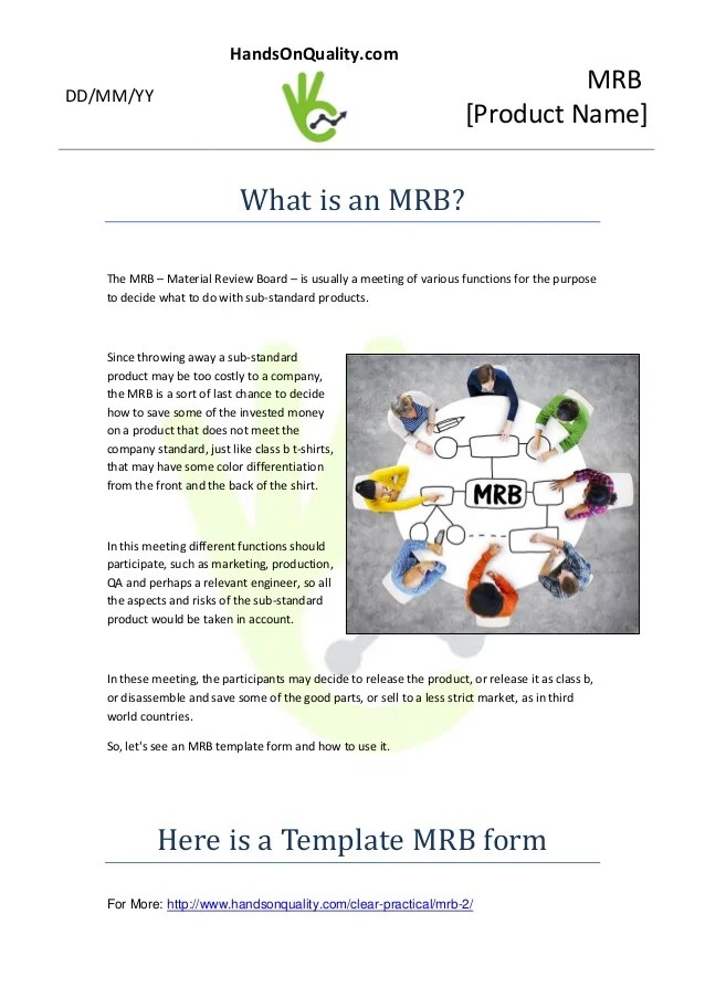 MRB Form Template + Explaining How to Use