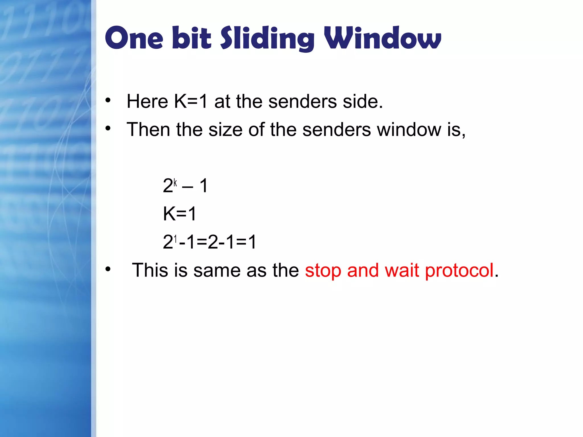 Sliding window protocol PPT